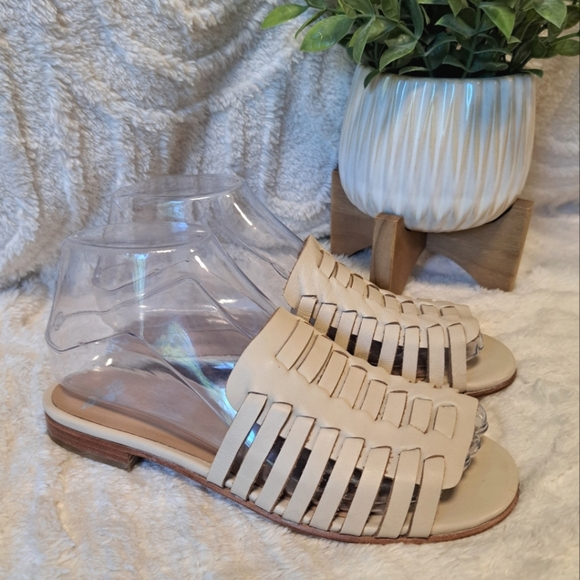 Fortress Of Inca Ezi Sandals Beige Slip On Woven Leather Huaraches Slides Sz 6 - Picture 1 of 12